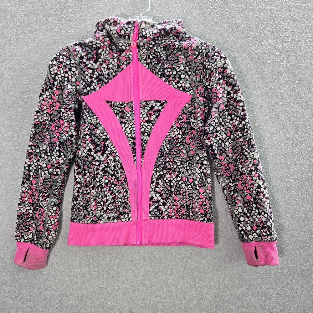 Ivivva Girls Sweater 8 Pink Scuba Hoodie Full Zip Long Sleeve Thumbhole READ